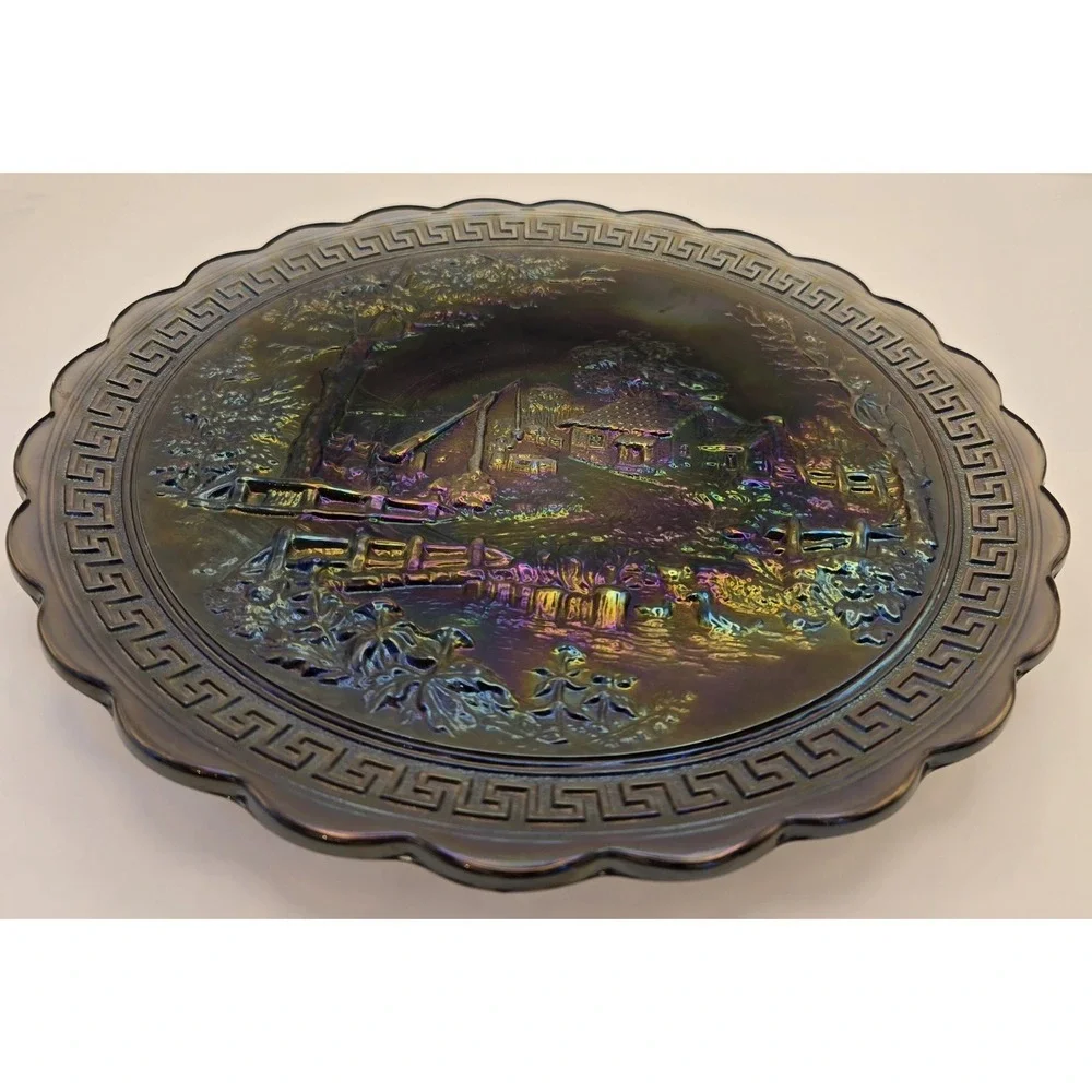 Carnival‎ Glass Plate Vintage Imperial Homestead Chip Plate 10.25
